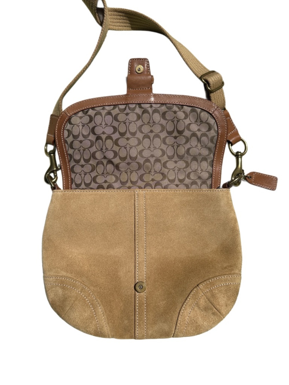 Coach Vintage 2004 Y2K Soho Crossbody Tan Suede with Brown Leather Trim 4743 - Picture 3 of 10